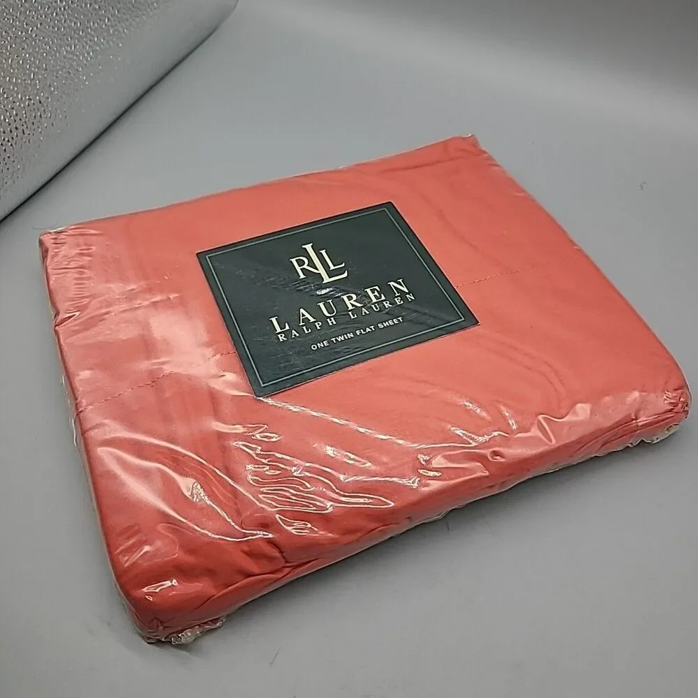 LAUREN Ralph Lauren  Twin Flat Sheet 250 100% Cotton  Melon New